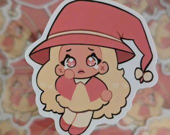 Traurigkeit Hexe Aufkleber | Wasserdichtes glänzendes Vinyl, Chibi