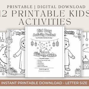 Eid Activities for Kids Printable | Ramadan Worksheets | Islamic Coloring Pages | Eid Kids Activity Pack | Preschool Homeschool PDF(Digital)