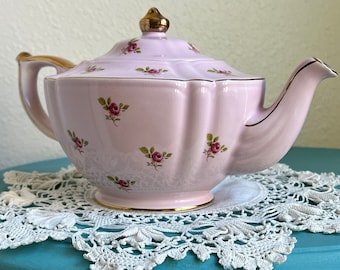 Vintage 1940s SADLER England 2353 Ditsy PINK ROSES Scattered Chintz Teapot Excellent