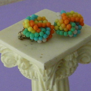 Vintage 1960s Awesome Rainbow Cluster Clip Earrings image 1