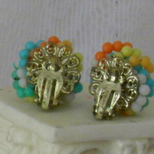 Vintage 1960s Awesome Rainbow Cluster Clip Earrings image 5