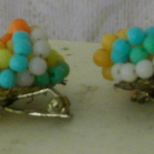 Vintage 1960s Awesome Rainbow Cluster Clip Earrings image 3