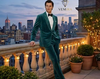 Teal Velvet Tuxedo Blazer | Shawl Lapel Dinner Jacket