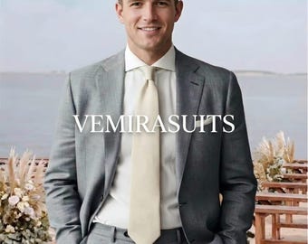 The Coastal Gray Suit: Light Linen Slim-Fit Destination Wedding Attire