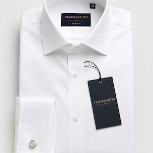 mens white dress shirt cufflinks Edinburgh Cufflink Shirt - White
