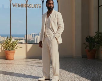 VEMIRASUITS Lightweight Linen 3-Piece Suit for Men | VEMIRASUITS Luxury Resort Collection