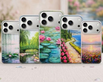 Funda para teléfono con diseño de pintura impresionista de Monet para iPhone 17 Pro Max, 16e 15 14 13 Samsung S26 Ultra S25 S24 FE A56 A16 Pixel 10 XL 9a 8