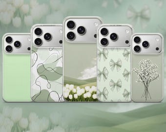 Funda minimalista verde para teléfono, color menta, para iPhone 17 Pro Max, 16e, 15, 14, 13, Samsung S26 Ultra, S25, S24 FE, A56, A16, Pixel 10 XL, 9a 8