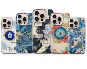 Skal med onda ögonen och färgglatt Hamsa-handskal för iPhone 17 Pro Max, 16e, 15, 14, 13 och Samsung S25 Ultra, S24 FE, A56, A16, Pixel 10 XL, 9a, 8, 7