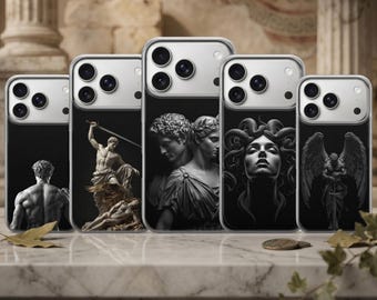 Funda para teléfono con diseño de la antigua Grecia y la mitología de Medusa para iPhone 17 Pro Max, 16e, 15, 14, 13, Samsung S26 Ultra, S25, S24 FE, A56, A16, Pixel 10 XL, 9a y 8.