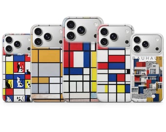 Funda de teléfono Piet Mondrian con arte cubista para iPhone 17 Pro Max, 16e, 15, 14 y 13, Samsung S26 Ultra, S25, S24 FE, A56, A16, Pixel 10 XL, 9a, 8 y 7