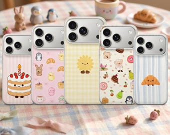 Funda para teléfono Pastel Bakery con diseño de croissant para iPhone 17 Pro Max, 16e, 15, 14, 13, Samsung S26 Ultra, S25 S24 FE A56 A16 Pixel 10 XL 9a 8