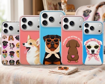 Funda divertida para teléfono con diseño de perro, meme de perro, funda para amantes de los perros para iPhone 17 Pro Max, 16e, 15, 14, 13, Samsung S26 Ultra, S25, S24 FE, A56, A16, Pixel 10 XL, 9a y 8.