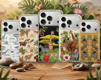 Funda para teléfono con diseño de animales y safari para iPhone 17 Pro Max, 16e, 15, 14, 13, Samsung S26 Ultra, S25, S24 FE, A56, A16, Pixel 10 XL, 9a, 8
