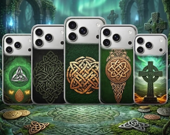 Funda para teléfono con nudo irlandés y estampado celta para iPhone 17 Pro Max, 16e, 15, 14, 13, Samsung S26 Ultra, S25, S24 FE, A56, A16, Pixel 10 XL, 9a 8