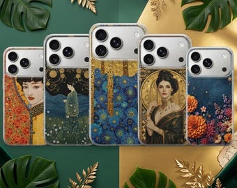 Funda para teléfono Gustav Klimt Art Nouveau para iPhone 17 Pro Max, 16e, 15, 14, 13, Samsung S26 Ultra, S25, S24 FE, A56 A16 Pixel 10 XL 9a 8 7