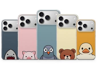 Funda de teléfono con diseño de animales divertidos, paloma, pato, tiburón y cerdo, para iPhone 17 Pro Max 16e 15 14 13 y Samsung S25 Ultra S24 FE A56 A16 Pixel 10 XL 9a 8 7
