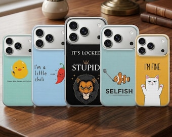 Funda para teléfono divertida y minimalista con meme gracioso y sarcástico para iPhone 17 Pro Max 16e 15 14 13 Samsung S26 Ultra S25 S24 FE A56 A16 Pixel 10 XL 9a 8