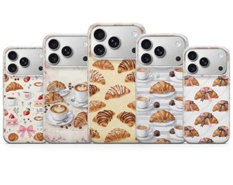 Funda de teléfono con diseño de croissant, ideal para iPhone 17 Pro Max, 16e, 15, 14 y 13, Samsung S26 Ultra, S25, S24 FE, A56, A16, Pixel 10 XL, 9a, 8 y 7.