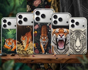 Funda para teléfono con estampado de tigre, funda con diseño de animal exótico para iPhone 17 Pro Max, 16e, 15, 14, 13, Samsung S26 Ultra, S25, S24 FE, A56, A16 Pixel 10 XL 9a 8
