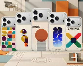 Funda para teléfono estilo Bauhaus, diseño abstracto de arte moderno para iPhone 17 Pro Max, 16e 15 14 13 Samsung S26 Ultra S25 S24 FE A56 A16 Pixel 10 XL 9a 8