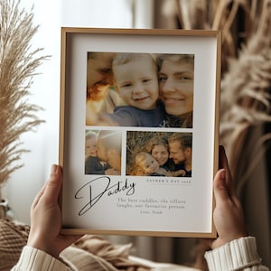 Gepersonaliseerde Vaderdag-fotocollage | Aangepaste familieprint voor papa | Vader muurkunst aandenken | Ingelijst of ingelijst, cadeau of digitaal