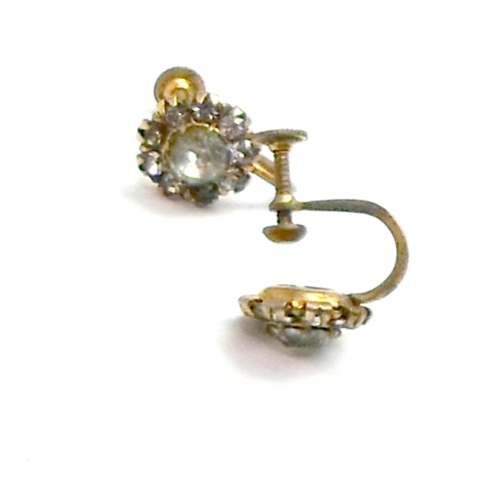 LOT vintage screw back earrings 2 pair sm rhinestone flower - Etsy.de