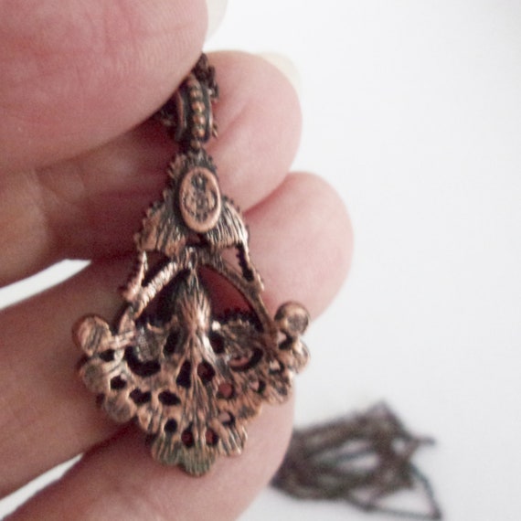 Premier Designs vintage necklace copper chain lav… - image 5