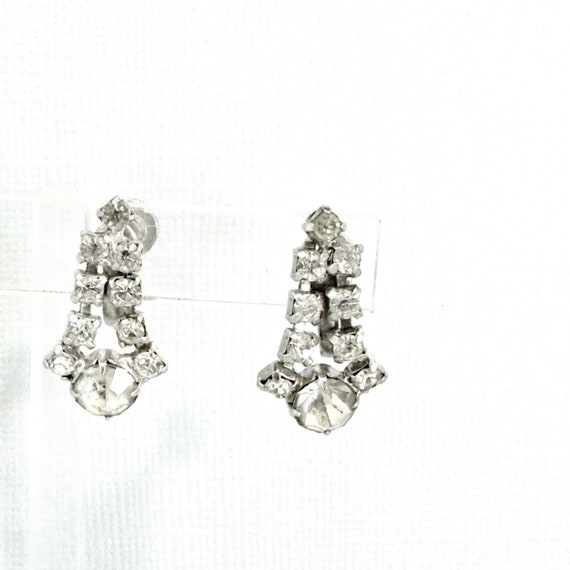 Vintage rhinestone earrings screwback screw back … - image 3