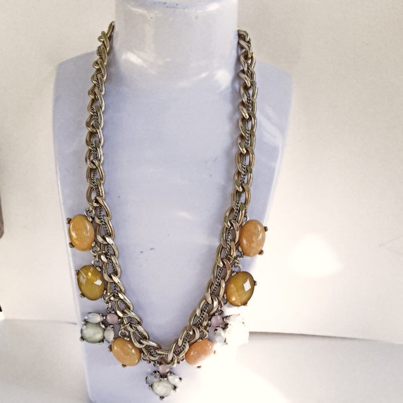 LOFT by Ann Taylor necklace heavy chain faceted a… - image 3