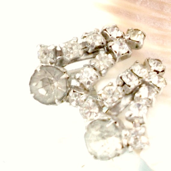 Vintage rhinestone earrings screwback screw back … - image 6