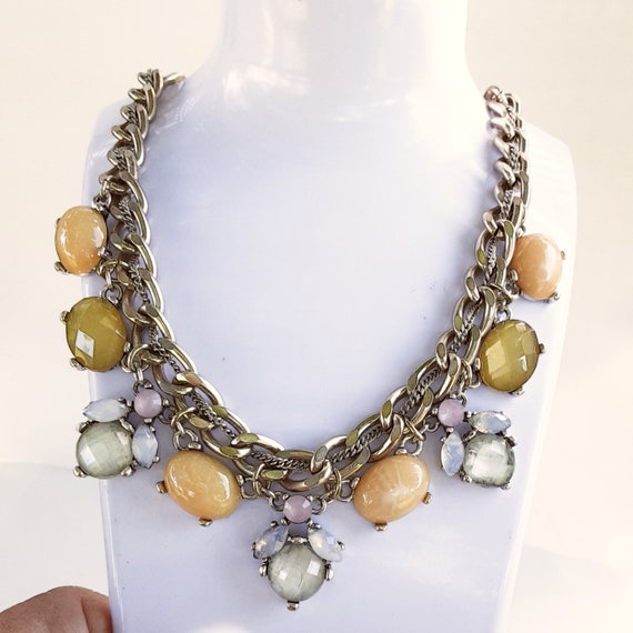 LOFT by Ann Taylor necklace heavy chain faceted a… - image 1