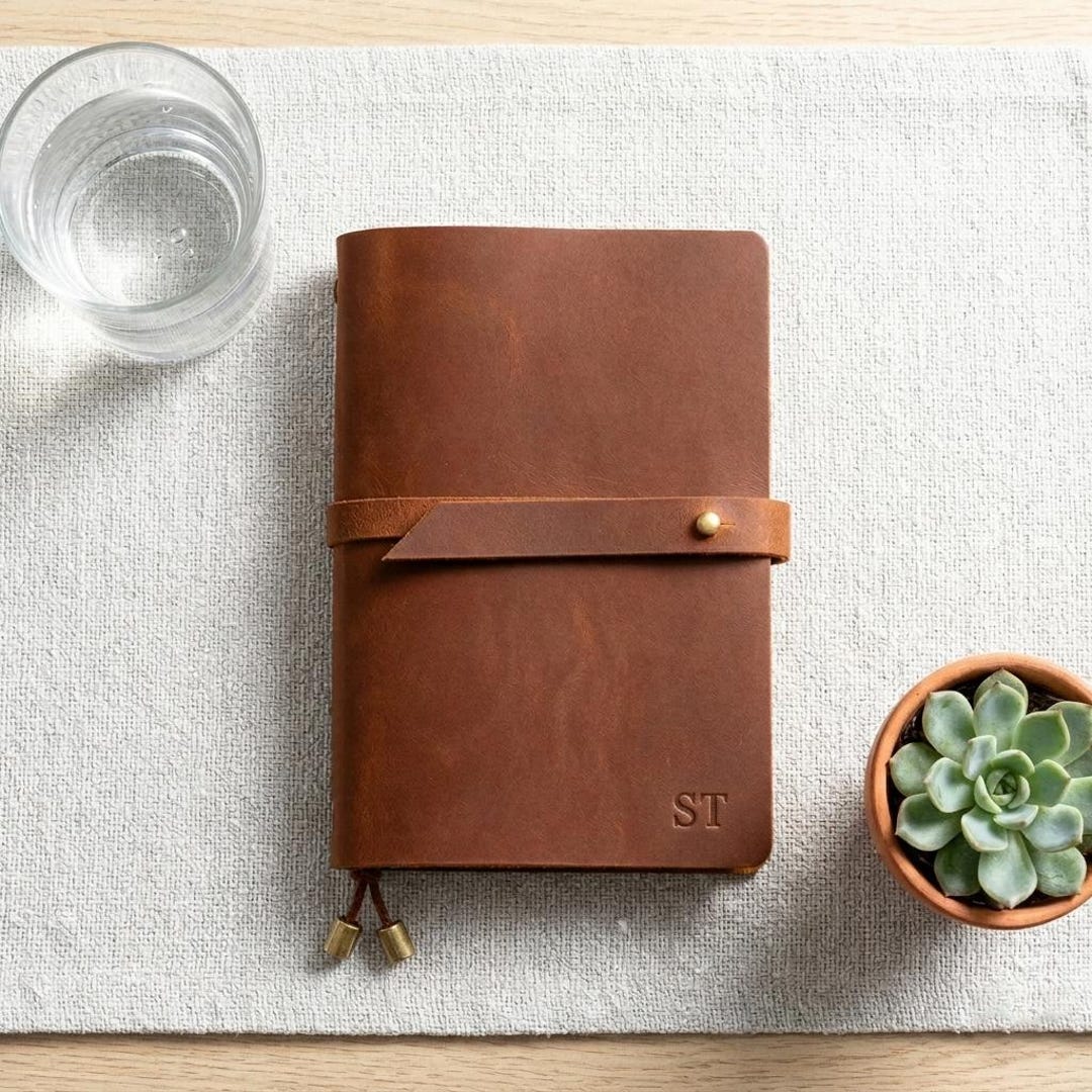 Personalized A5 Leather Journal, Custom Name Embossed Cover, Refillable ...