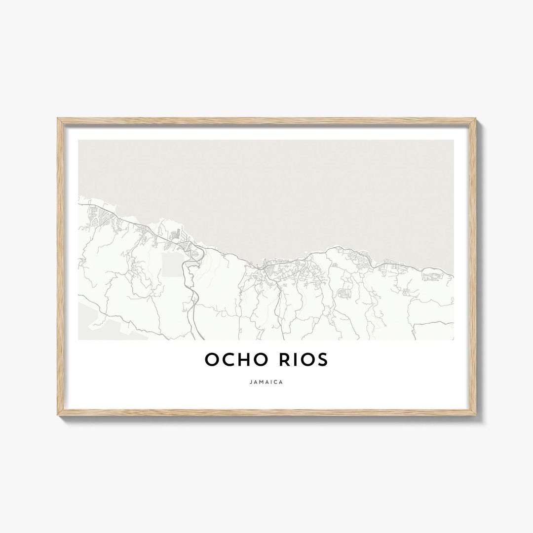 Ochio Rios Map Ocho Rios Map Landscape Print, Jamaica Poster, Caribbean Wall Art, Ochi ...