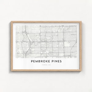 Stadtplan von Pembroke Pines, horizontaler Kunstdruck, Landschafts-Reisedeko