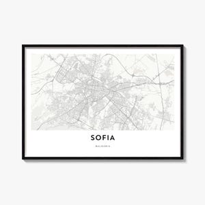 Sofia Map Print, Horizontal City Poster, Bulgaria Wall Art