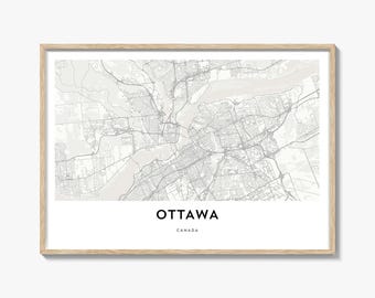 Ottawa Map Landscape Print, Canada Poster, Ontario Wall Art, Custom Street Decor, Horizontal City Map