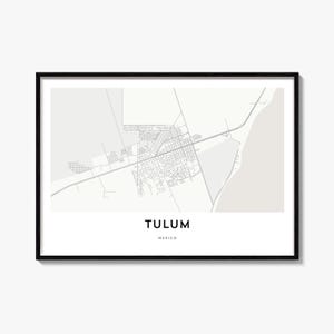 Mapa de Tulum impreso, póster horizontal de la ciudad, arte mural de México