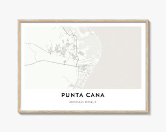 Punta Cana Map Landscape Print, Dominican Republic Poster, Caribbean Wall Art, La Altagracia Decor