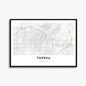 Topeka Map Poster, Horizontal City Wall Art Print, Landscape Travel Decor