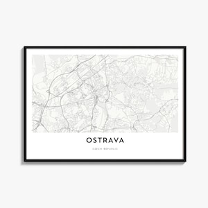 Kaartposter van Ostrava, horizontale stadsplattegrond voor aan de muur, landschapsdecoratie voor reizen