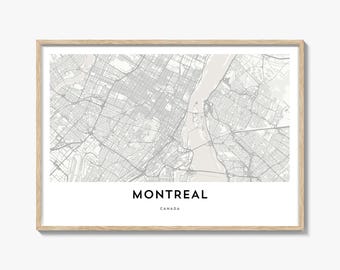 Montreal Map Landscape Print, Quebec City Poster, Canada Wall Art, Ville-Marie Custom Decor