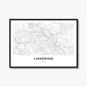 Linkoping Map Print, Horizontal City Poster, Sweden Wall Art
