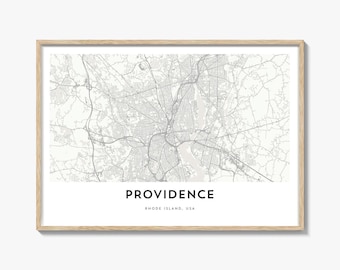 Providence Map Landscape Print, Rhode Island Poster, USA Wall Art, Custom Street Decor, Horizontal