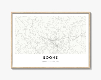 Boone Map Landscape Print, North Carolina Poster, Appalachian State Wall Art, USA Street Decor