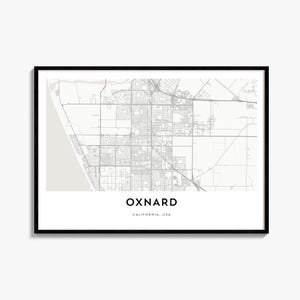 Oxnard Map Poster, Horizontal City Wall Art Print, Landscape Travel Decor