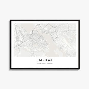 Halifax Map Poster, Horizontal City Wall Art Print, Landscape Travel Decor