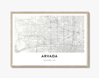 Arvada Map Landscape Print, Colorado Horizontal Poster, Denver Street Art, USA City Wall Decor
