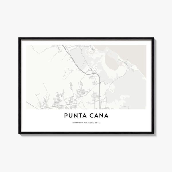 Punta Cana Map Poster, Horizontal City Wall Art Print, Panoramic Travel Decor