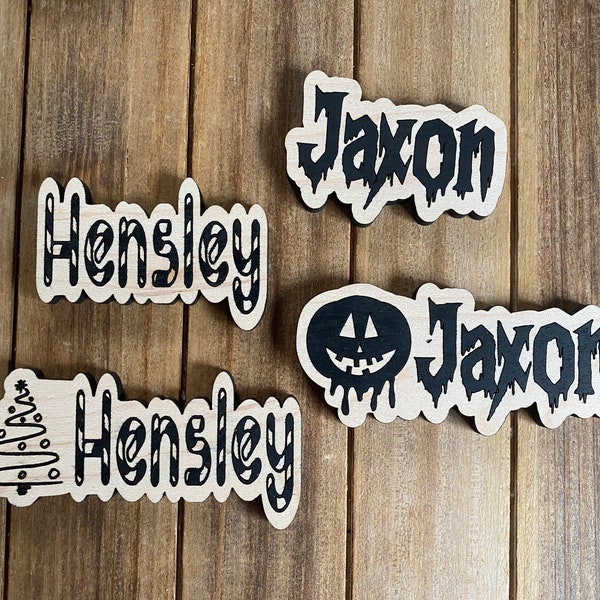 Custom HOLIDAY Name Tags | Business Name Tags | Magnetic Name Tags | Safety Pin Name Tags